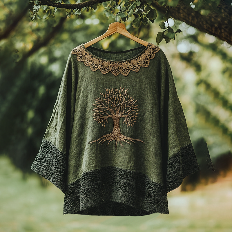 Women's Celtic Mythical Tree Of Life Lace Pattern T-shirt