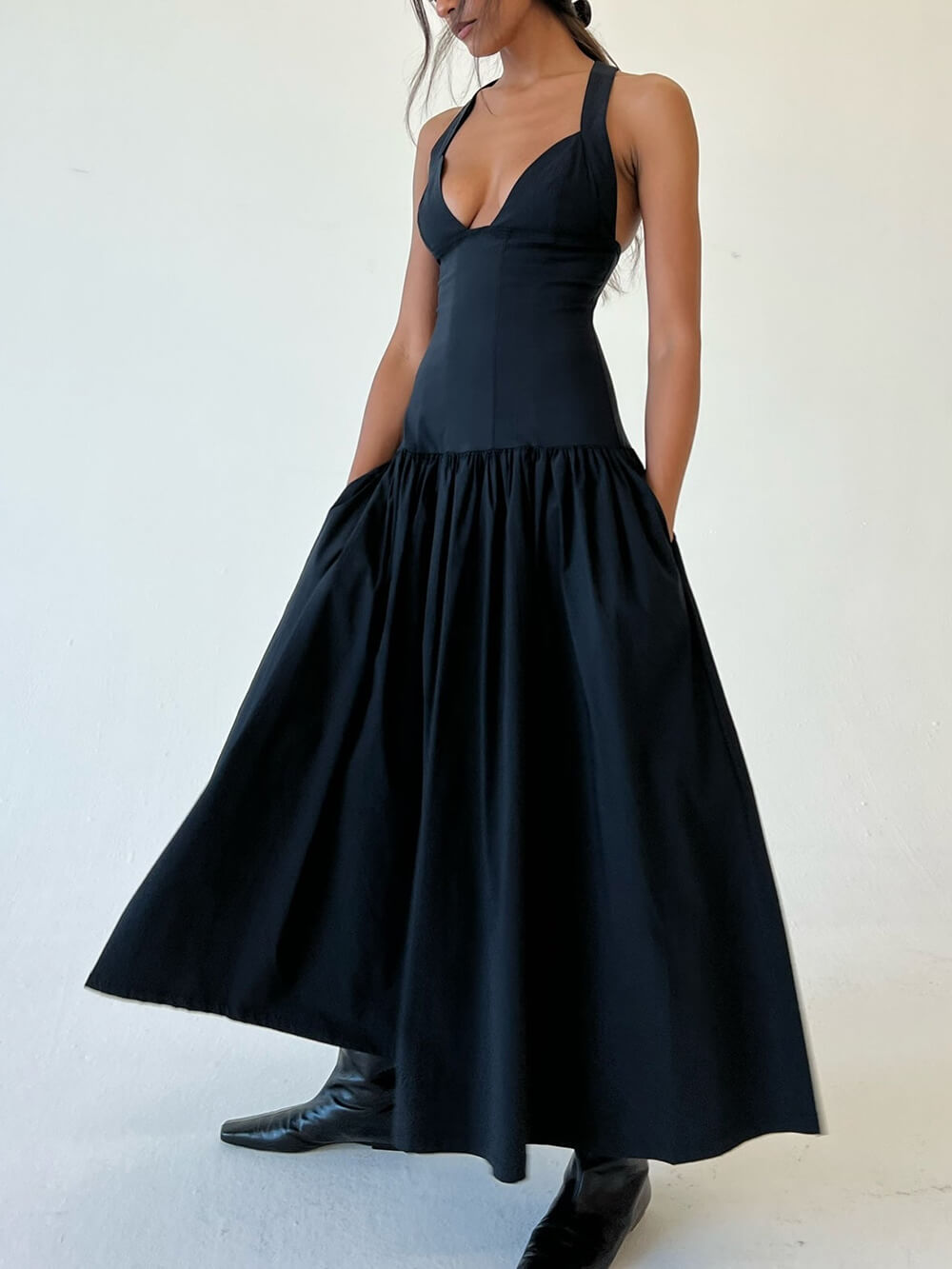 Exquisite Peplum Drop Waist Midi Dress