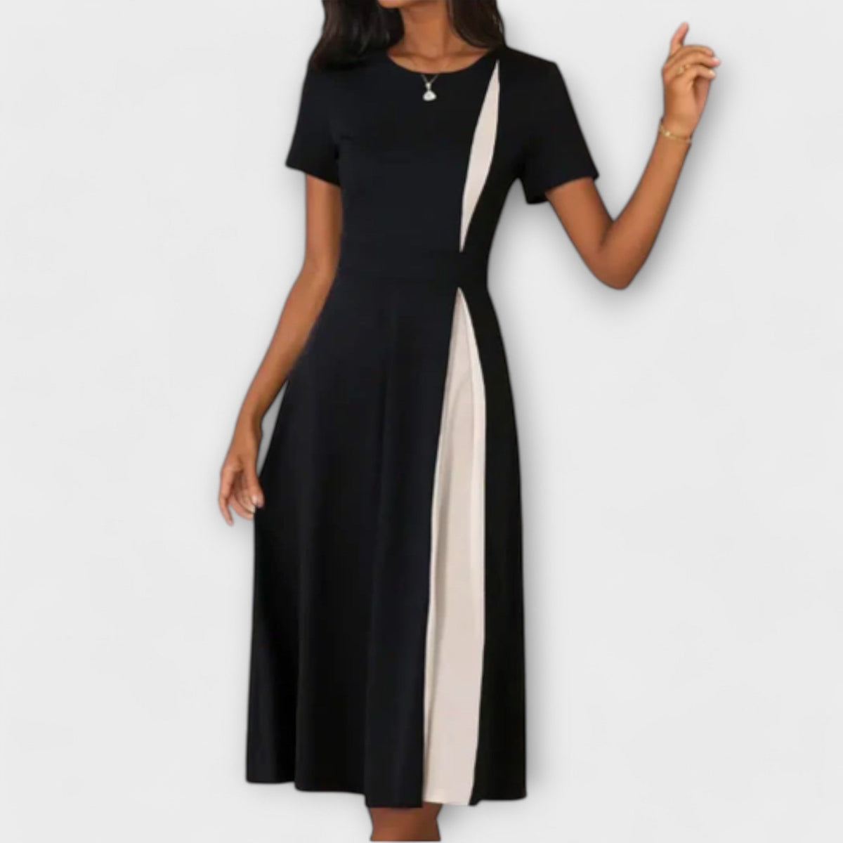 Black and White Midi Dress