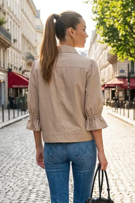 3/4 Sleeve Zip Up Jacket