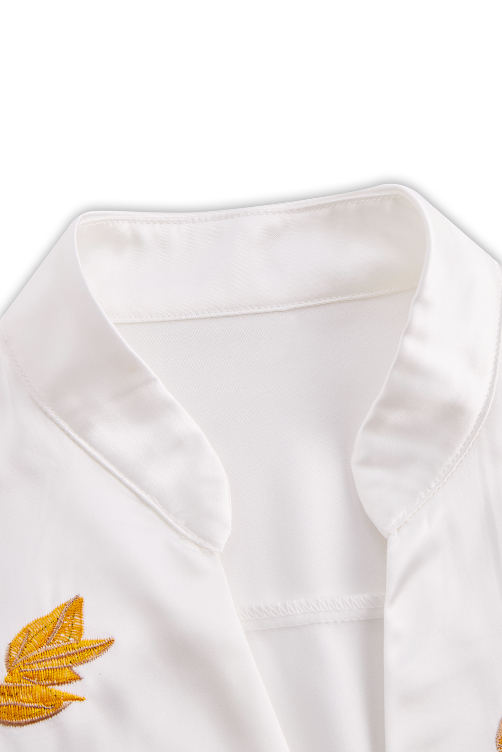 Sleeveless Blouse with Yellow Floral Embroidery