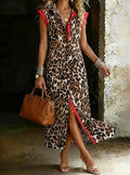 Womenâ€TMs Leopard Print Contrast Shirt Dress