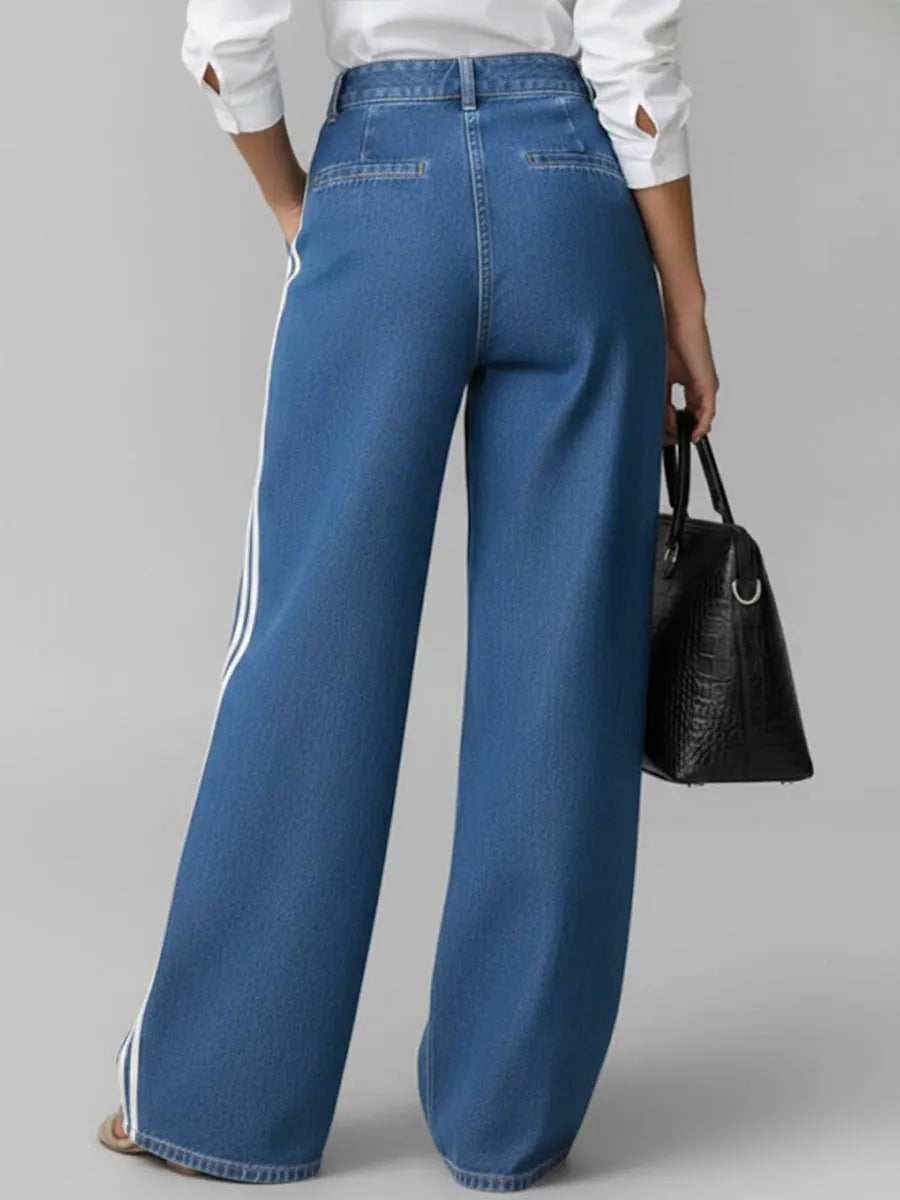 Women's High-waisted Loose-fitting Wide-leg Denim Jeans