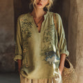 Women's Lazy Cat Under The Bamboo Print Comfy Top