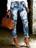 Women's Vintage Ethnic-print Artistic-print Jeans With Pockets