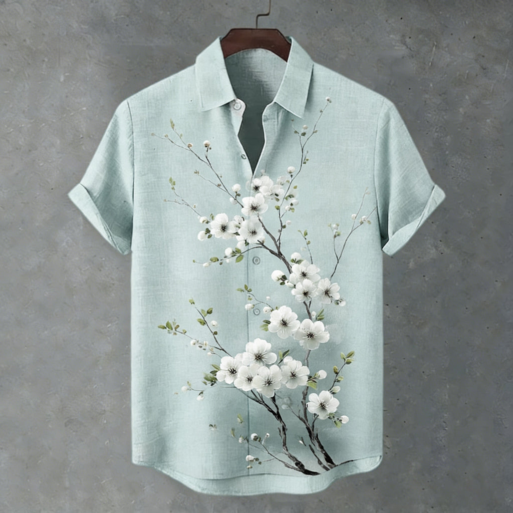 Men's Floral Print Short-sleeved Shirt