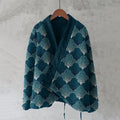 Japanese Style Contrast Wave Pattern Comfortable Kimono