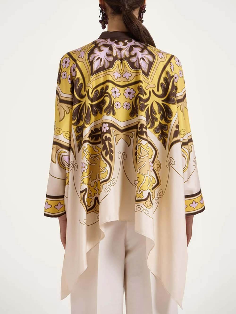 Unique Irregular Print Oversized Button-Down Shirt