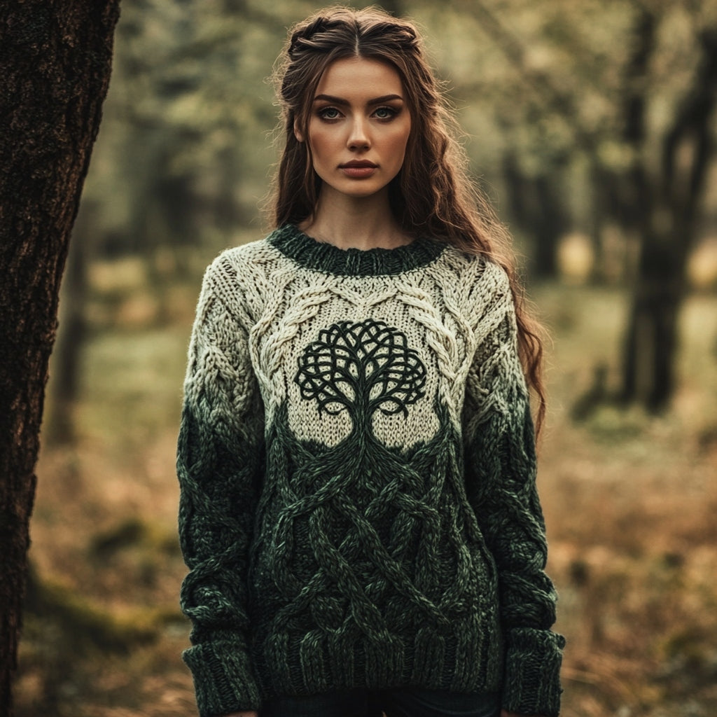 Women's Celtic Tree Of Life Aran Sweater