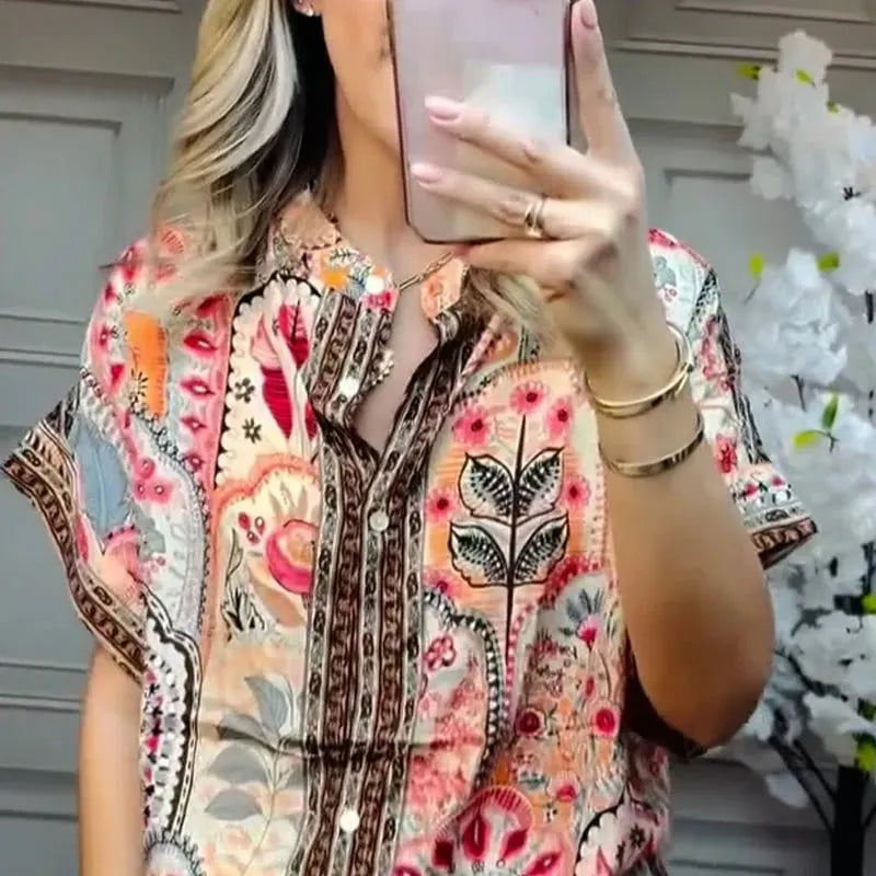 ✨ Stylish 2-Piece Co-ord: Women's Printed Top & Wide Leg Pants 2-Piece Set