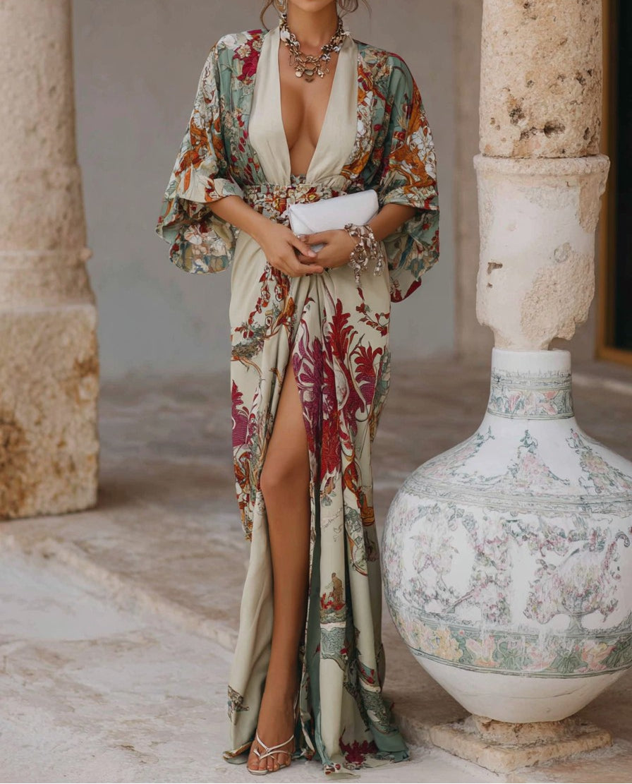 Women's Elegant Vintage Printed Robe