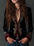 Vintage Baroque Embroidered Velvet Blazer