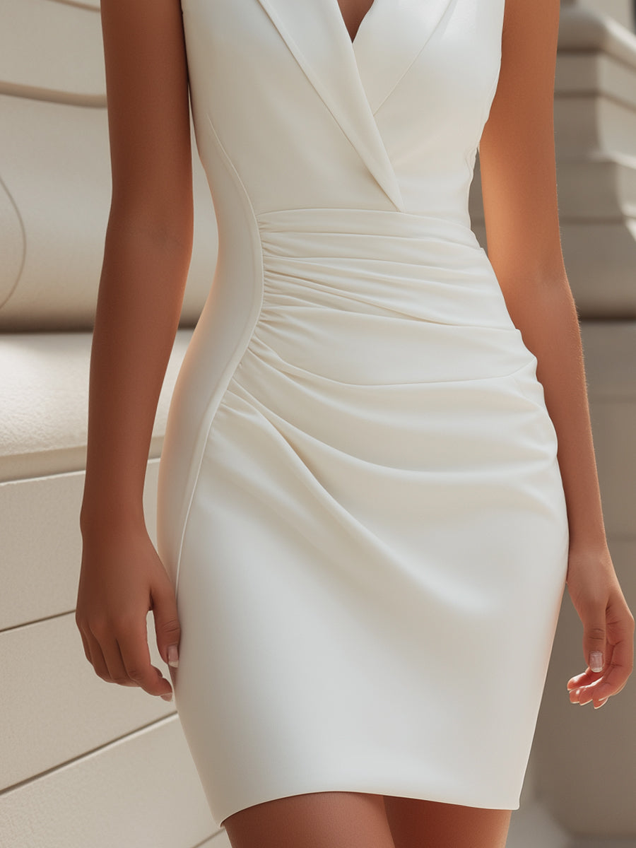 Sleeveless Ruched Waist Tailored Blazer Mini Dress