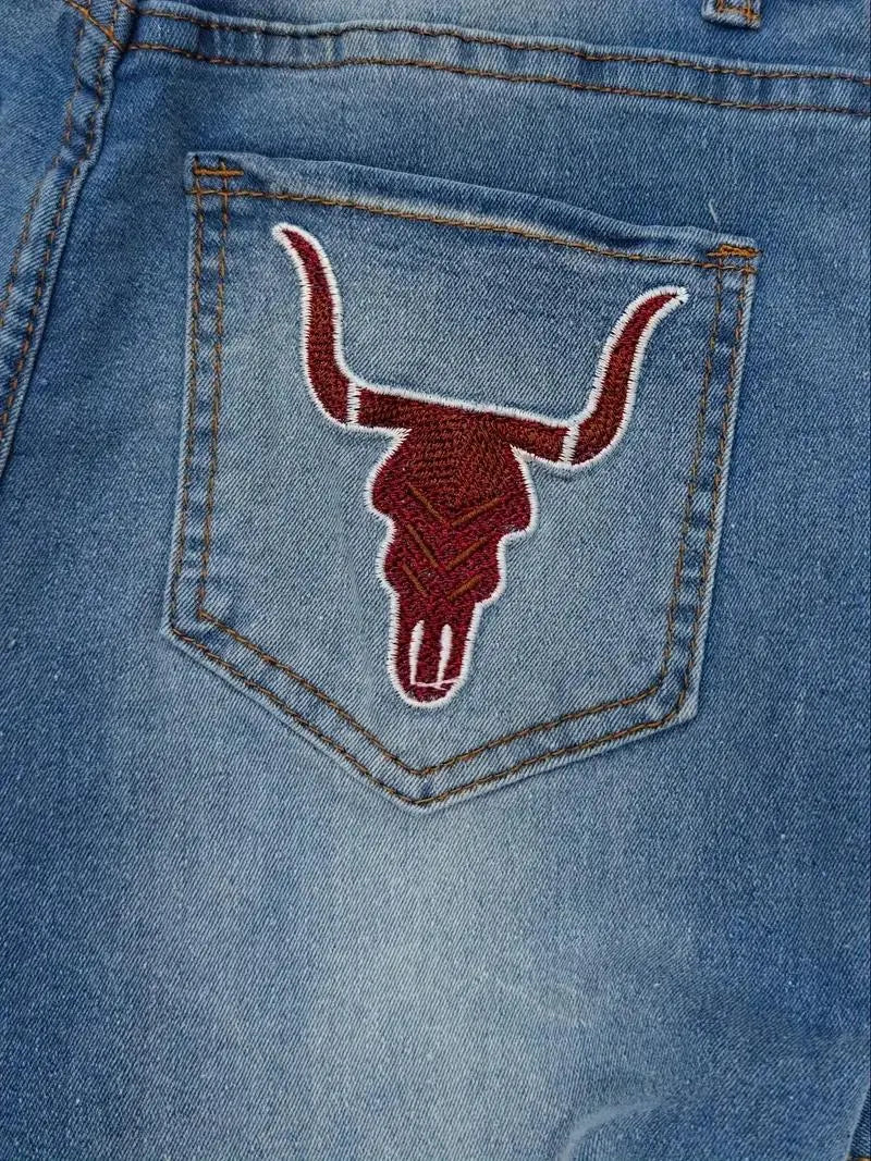 Ladies Washed and Printed Casual Jeans