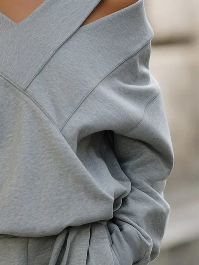 Casual Plain Asymmetrical Loosen Sweatshirt