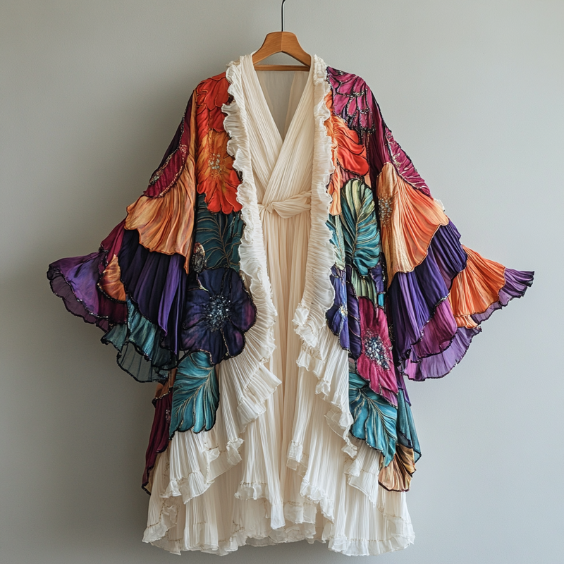 Summer original design elegant handmade feather kimono 434c