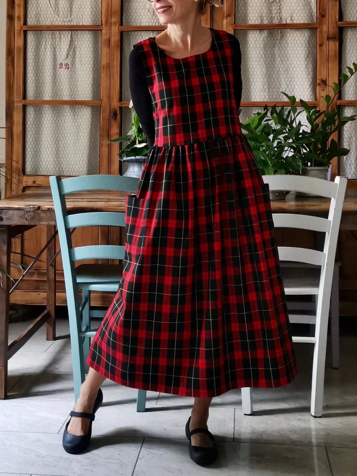 Red and Black Tartan Apron