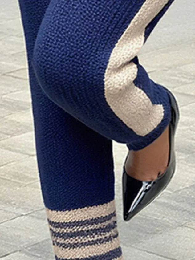 Casual Color Block Sporty Knit Pants