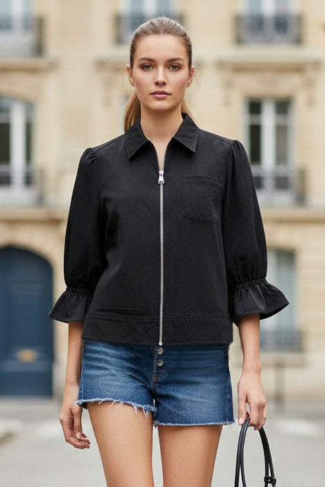3/4 Sleeve Zip Up Jacket