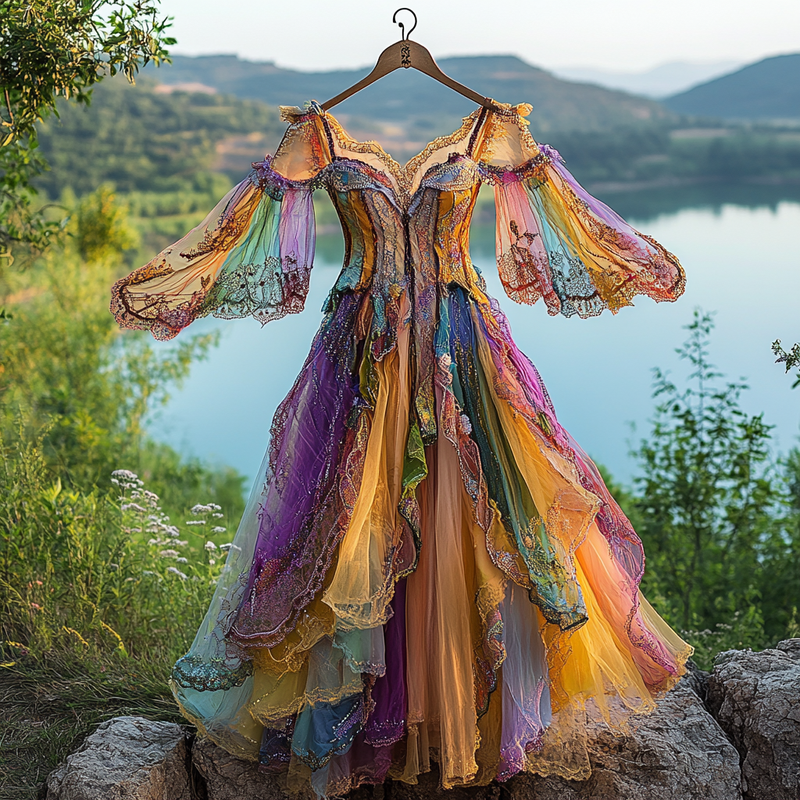 Summer Irregular Lace Patchwork BeadedRuffle Dress ec9c