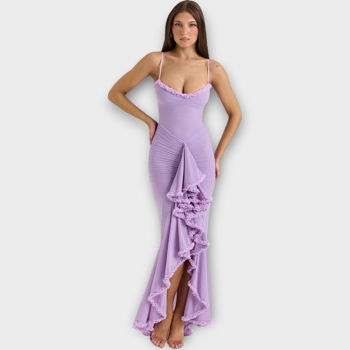 Elegant Ruffled Evening Gown