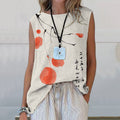 Floral Art Printed Casual Sleeveless Top
