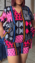 Women V-neck Printed Rest Set