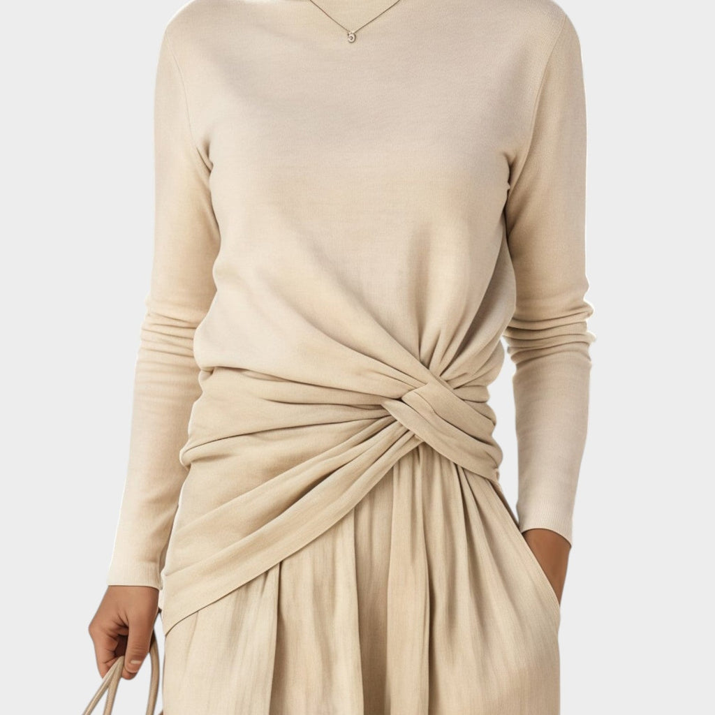 Elegant Twist-Waist Wide-Leg Set