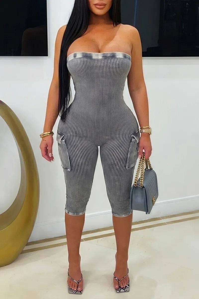 Women's Casual Knit Stretch Bustier Jumpsuit