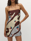 Unique Satin Abstract Floral Print Tank Top