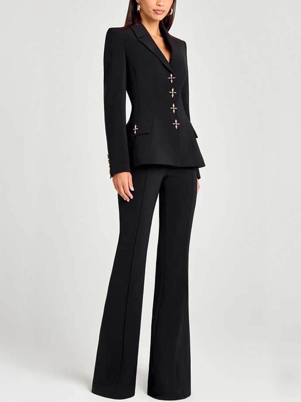 Fashion Casual Long-Sleeve Button Detailing Blazer