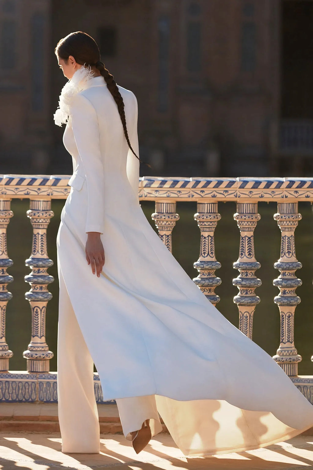 Crepe dress with crystal buttons