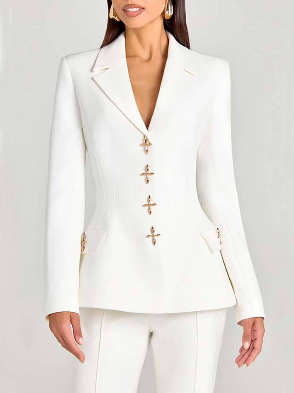 Fashion Casual Long-Sleeve Button Detailing Blazer