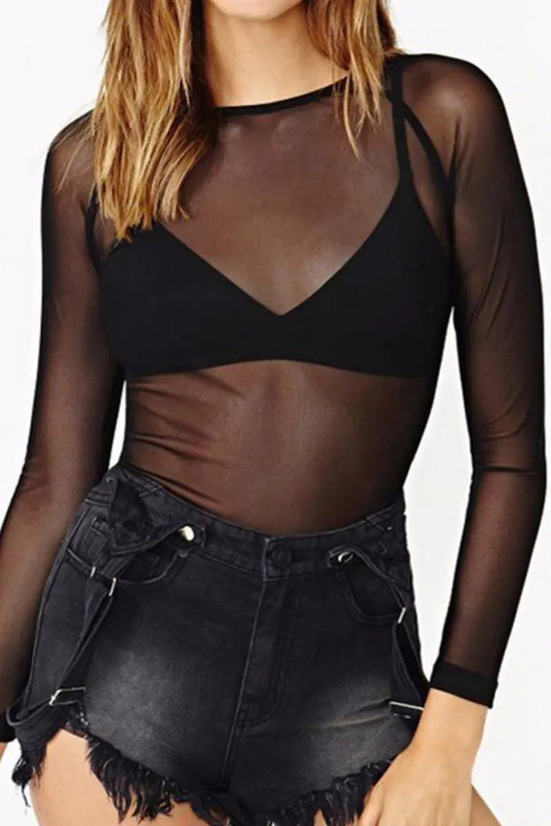 Women's Sheer Thin Mesh Ultra-Stretch Top