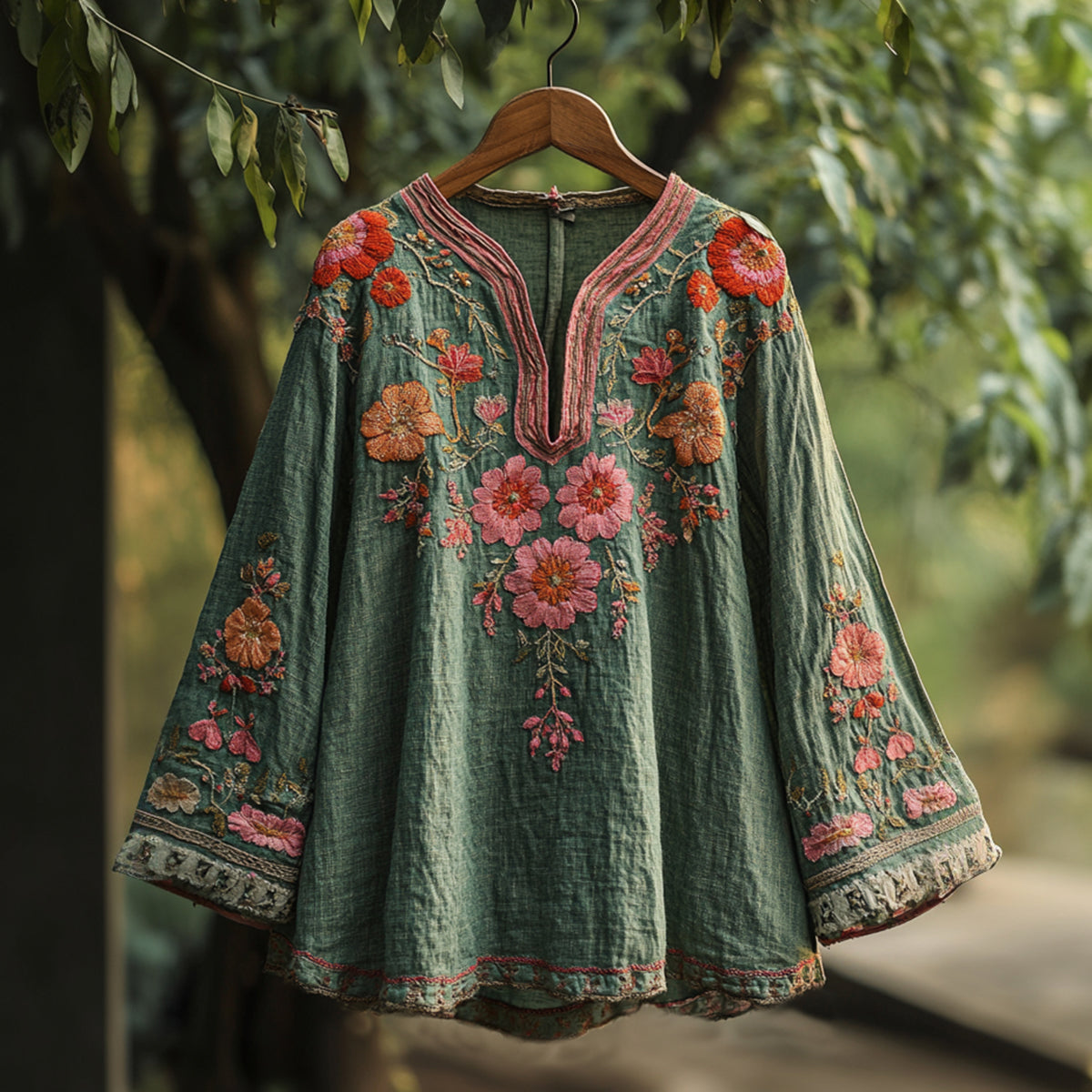Women's Bohemian Vacation Vintage Floral Long Sleeve Shirt