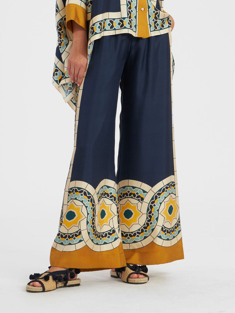 Unique Retro Floral Print Loose Wide-leg Pants