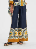 Unique Retro Floral Print Loose Wide-leg Pants