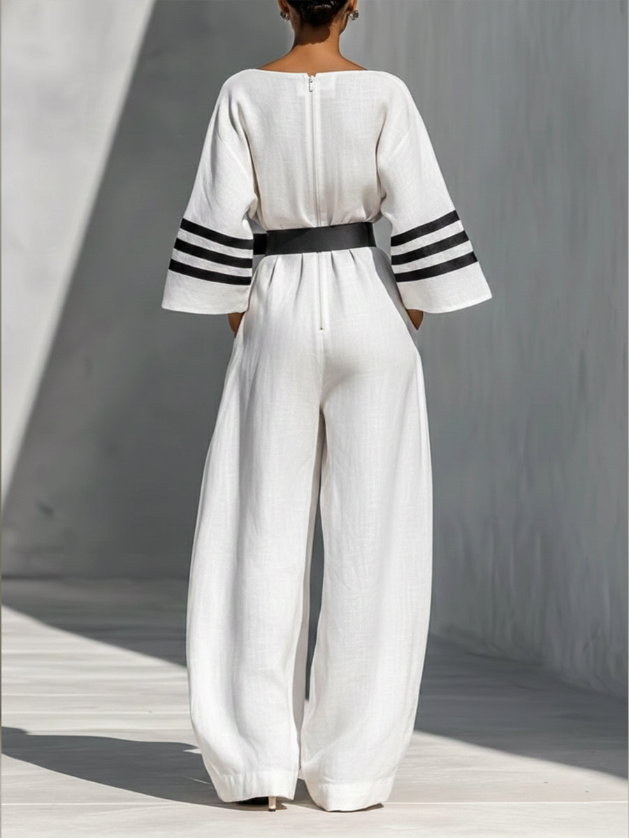 Loose And Comfortable Linen And Cotton Jumpsuit