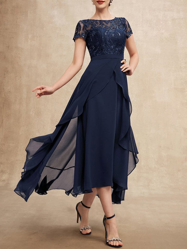 Elegant Lace Chiffon Maxi Dress