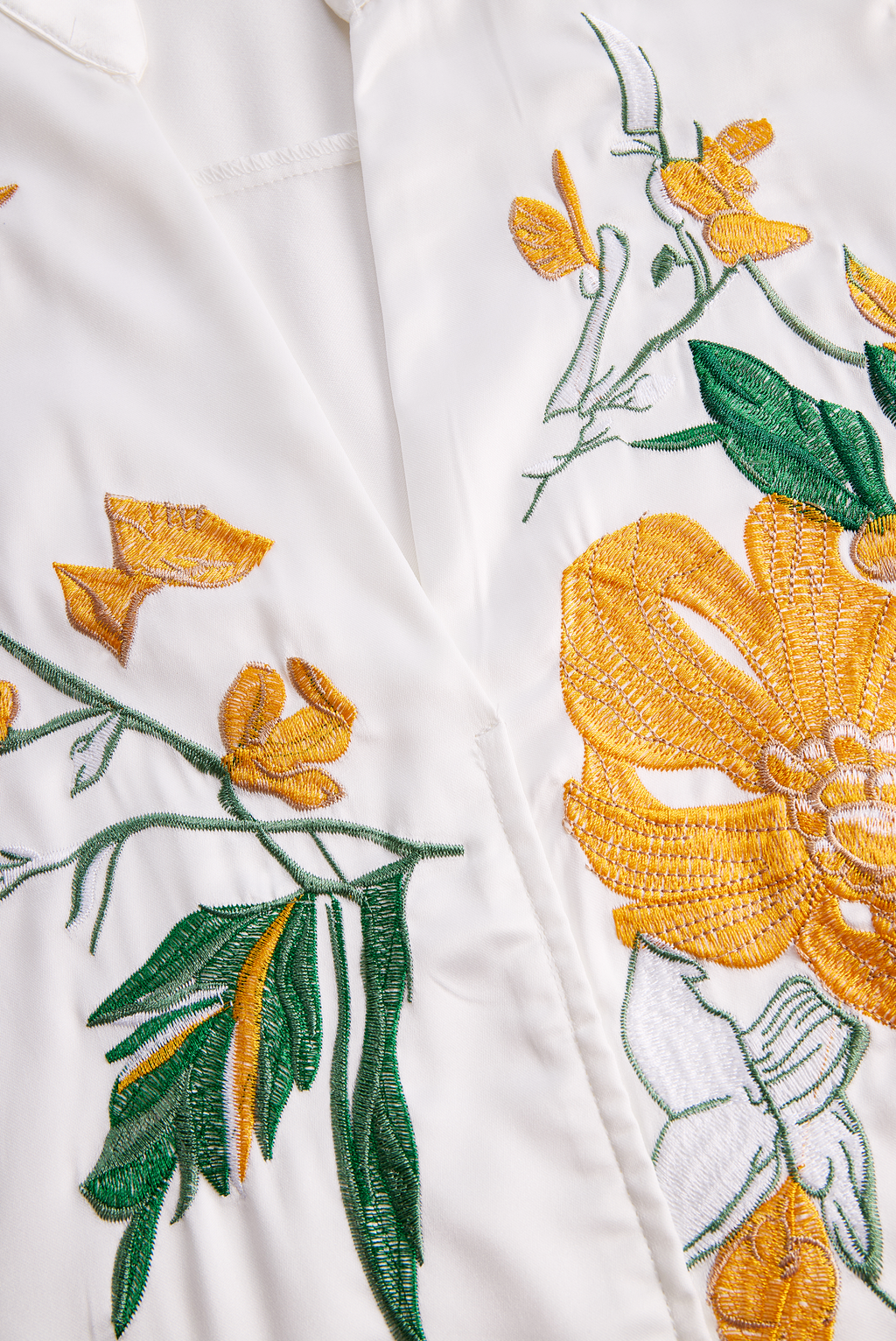 Sleeveless Blouse with Yellow Floral Embroidery