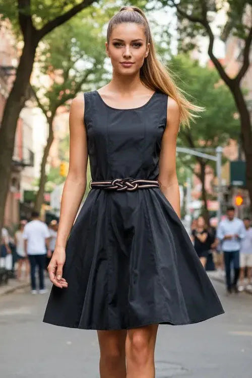 Flare Dress with Twisted Rope Belt