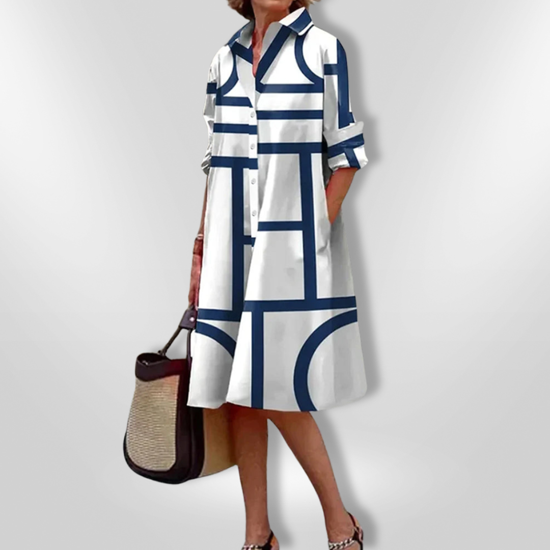 Midi Dress with Geometric Pattern