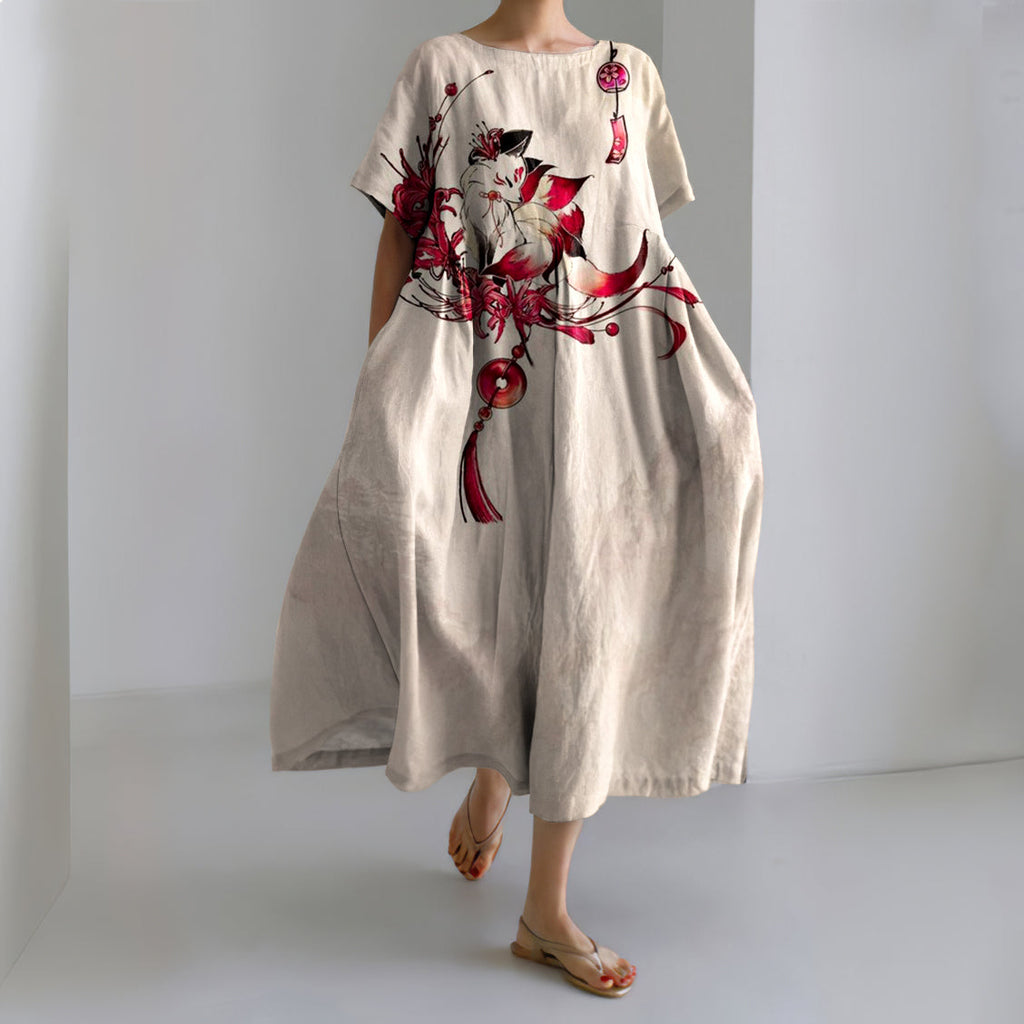 Women'S Elegant Fox Art Pattern Dress