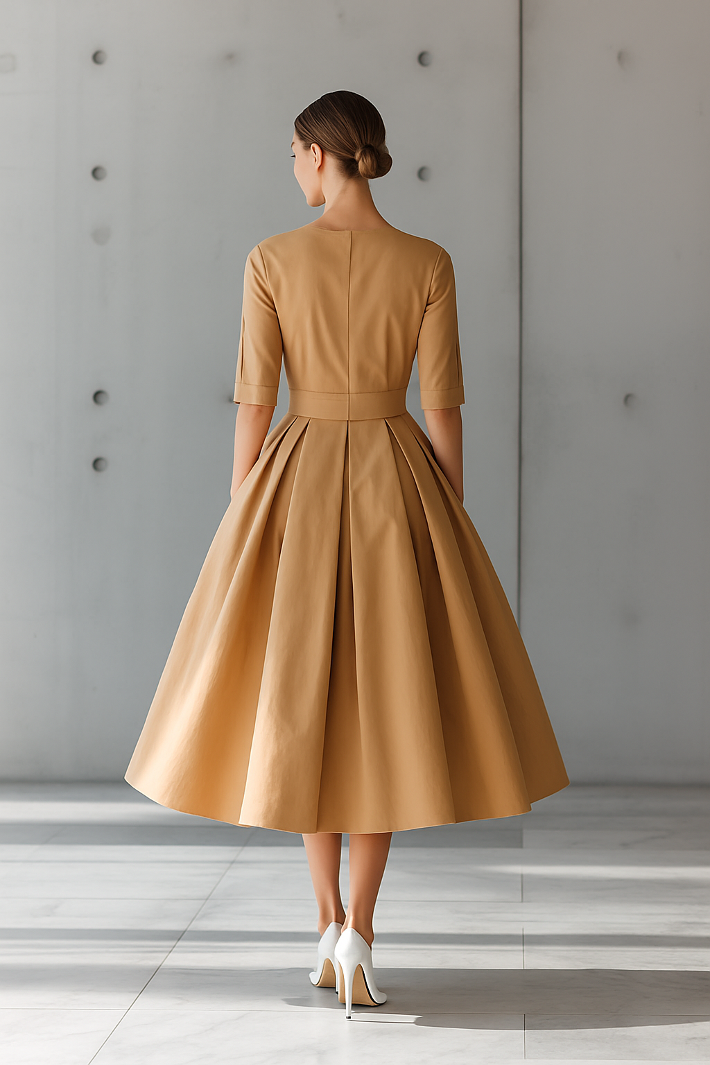 Women's Structured Cotton-Blend Maxi Dress