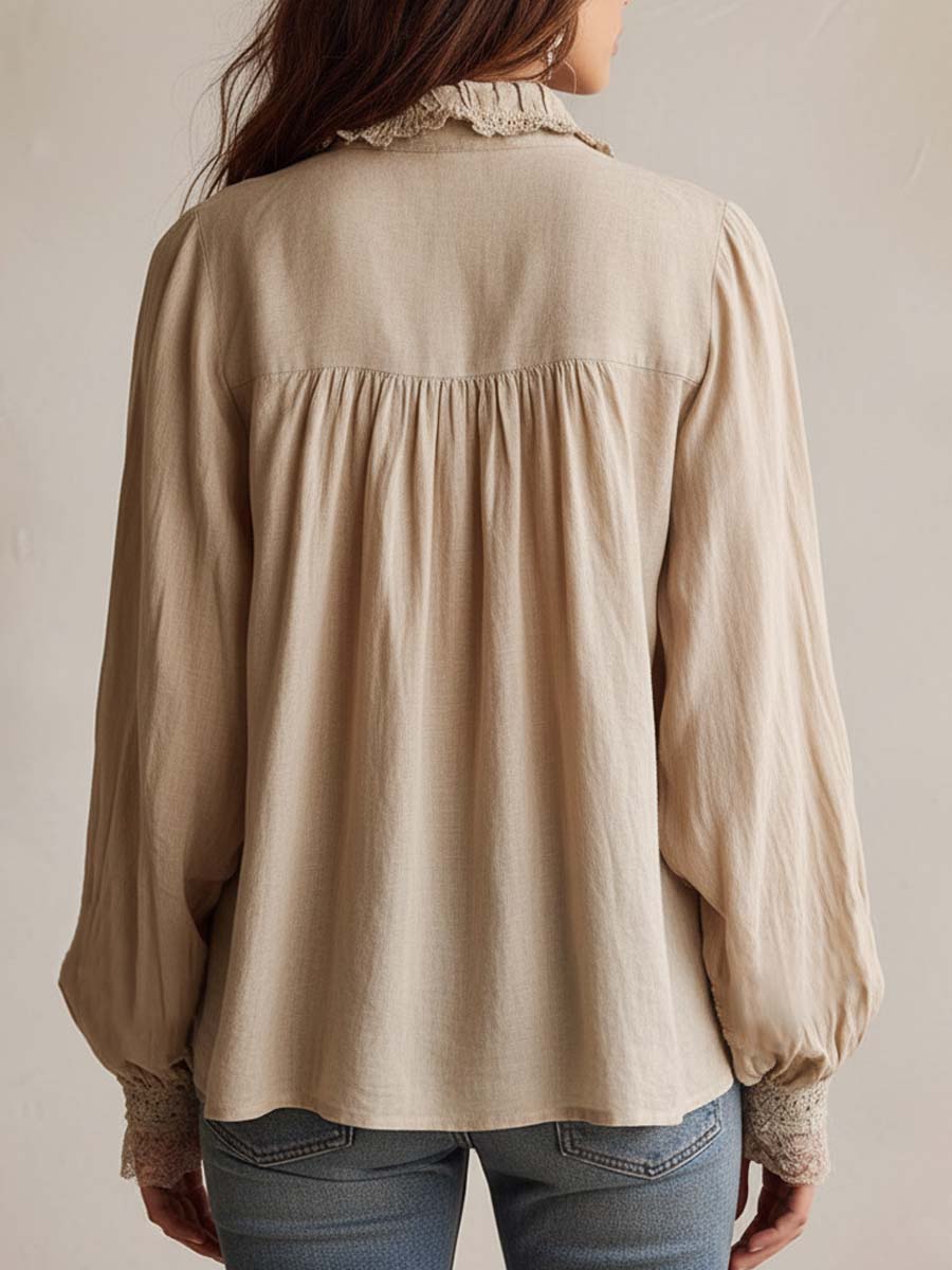 Victorian Ruffle Lace Zip Blouse