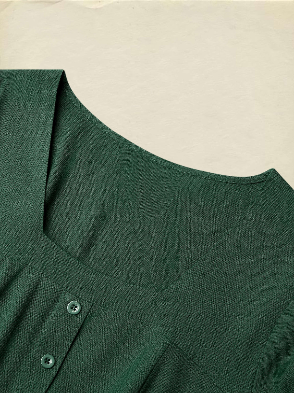 Linen Maxi Dress, Square Neck, Long Sleeves, Victorian Style, Linen Blend, Green