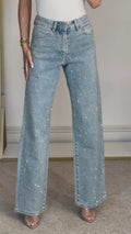 复制Textured Speckled Straight Leg Jeans