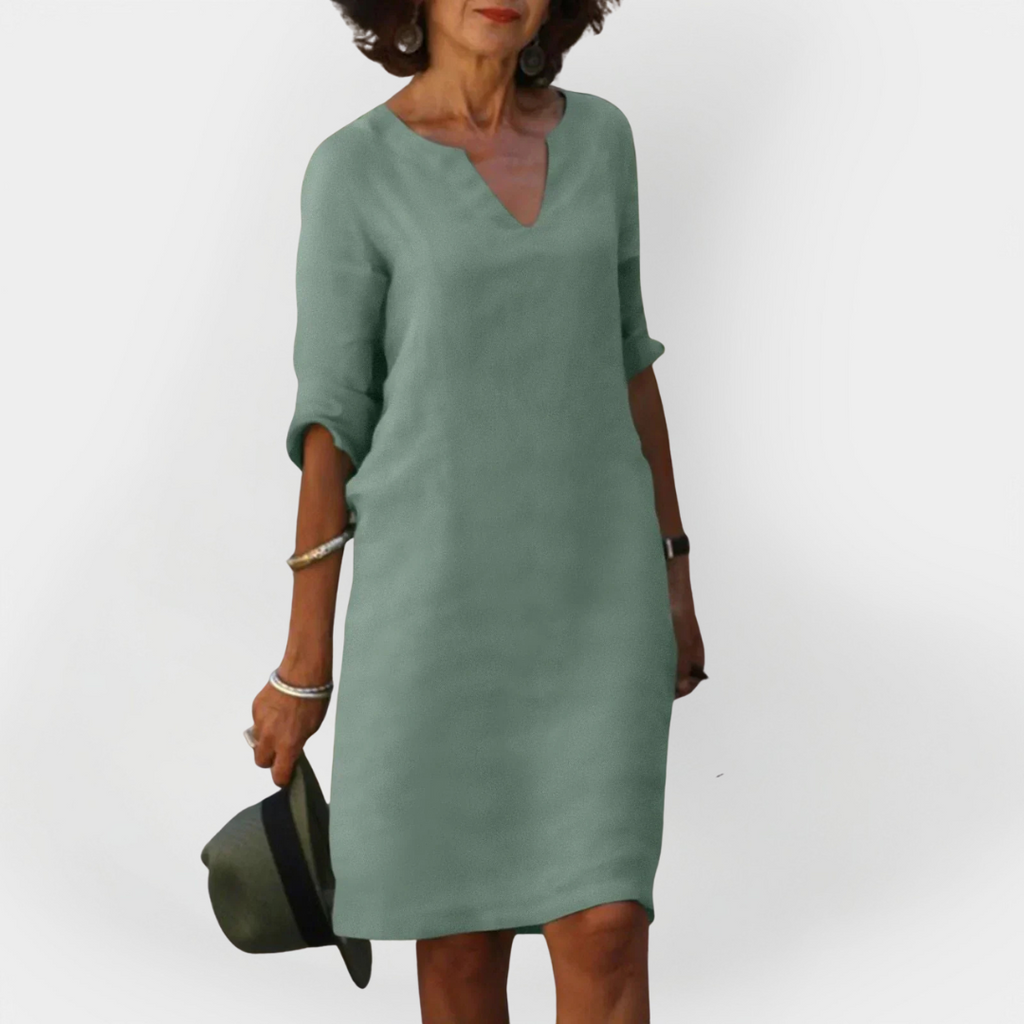 Daily Dress with V Neckline