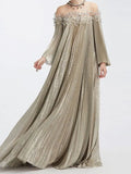 Oversized Pleated Shiny Maxi Dress