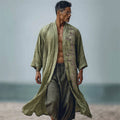 Men's Japanese Bamboo Inspired Flowy Linen Long Kimono